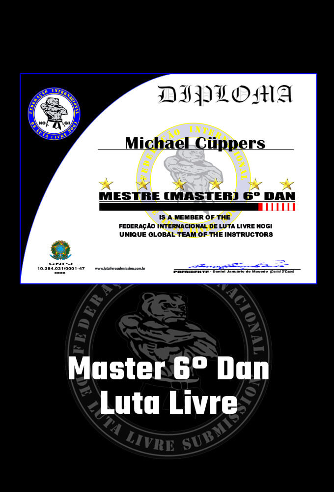 Urkunde für Luta Livre-Master 6. Dan Blackbelt